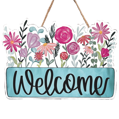 Floral Garden Welcome Door Hanger