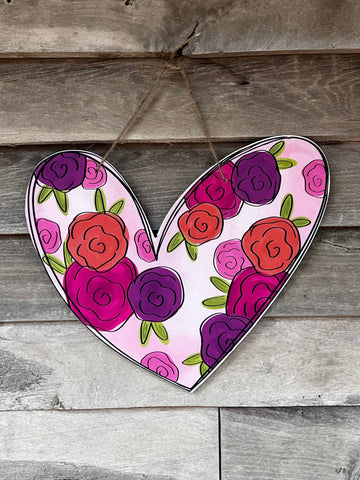 Pink Floral Door Hanger