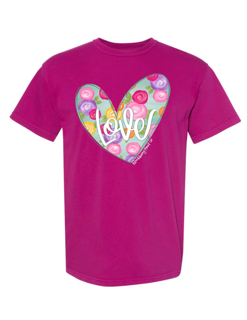 Love Floral Heart Short Sleeve Tee